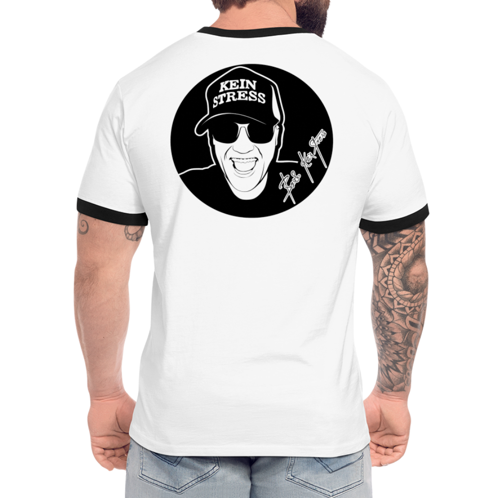 Boscho Kein Stress ® Männer Kontrast-T-Shirt - Weiß/Schwarz