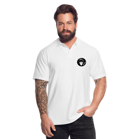 Boscho Kein Stress ® Poloshirt mit Logo auf Vorder - und Rückseite - weiß