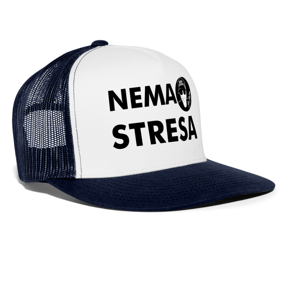 Boscho Kein Stress ® Trucker Cap Text Kroatisch mit Logo NEMA STRESA - Weiß/Navy