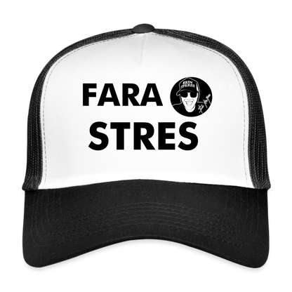 Boscho Kein Stress ® Trucker Cap Text Rumänisch mit Logo FARA STRES - Weiß/Schwarz