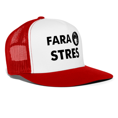 Boscho Kein Stress ® Trucker Cap Text Rumänisch mit Logo FARA STRES - Weiß/Rot