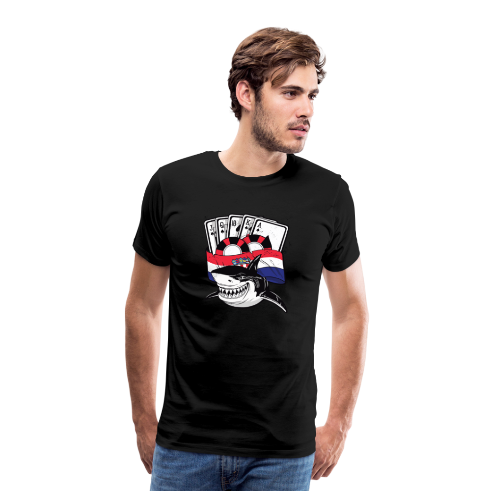 Boscho Kein Stress ® Hrvatska Shark Premium Herren T-Shirt - Schwarz