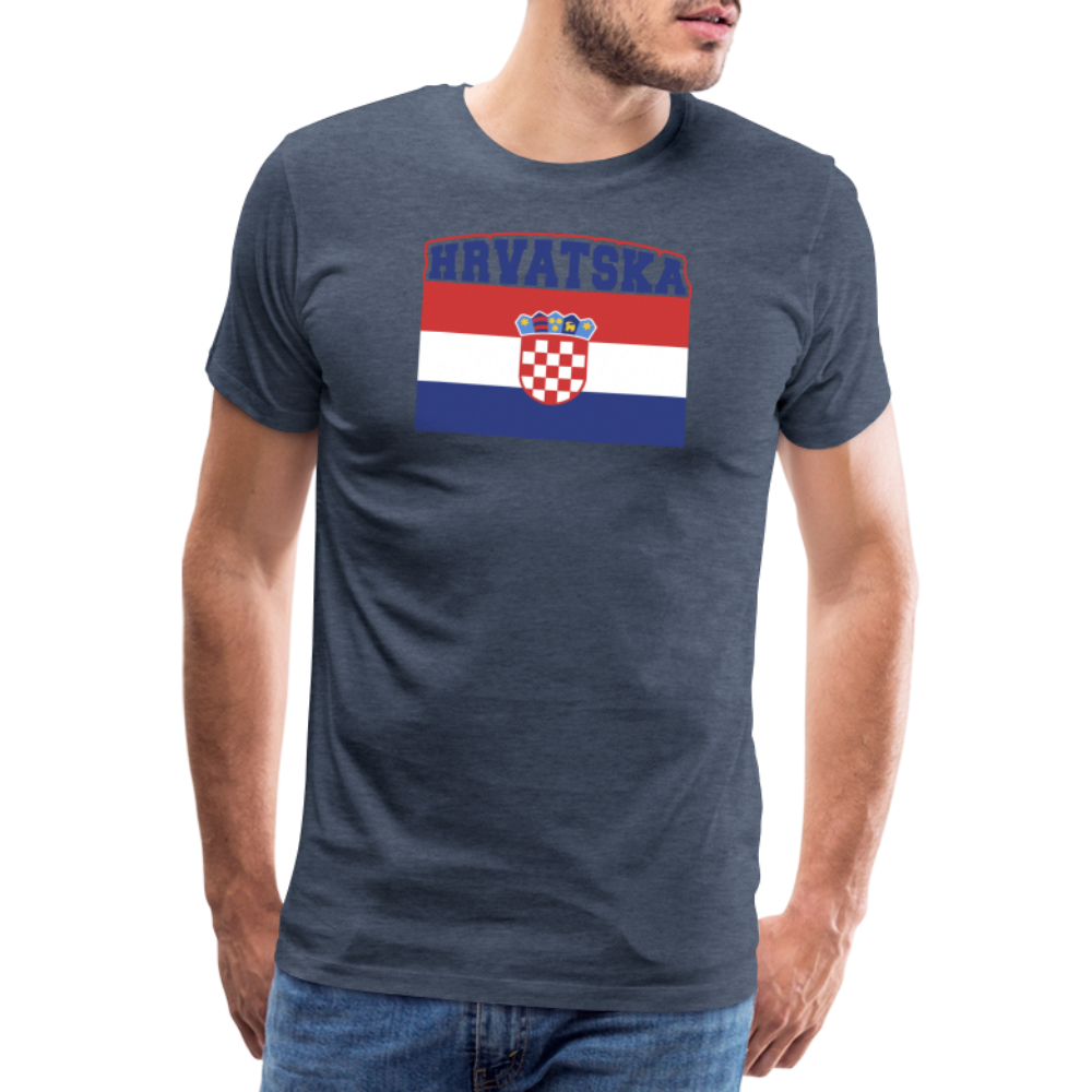 Boscho Kein Stress ® Hrvatska Wappen Premium Herren T-Shirt - Blau meliert