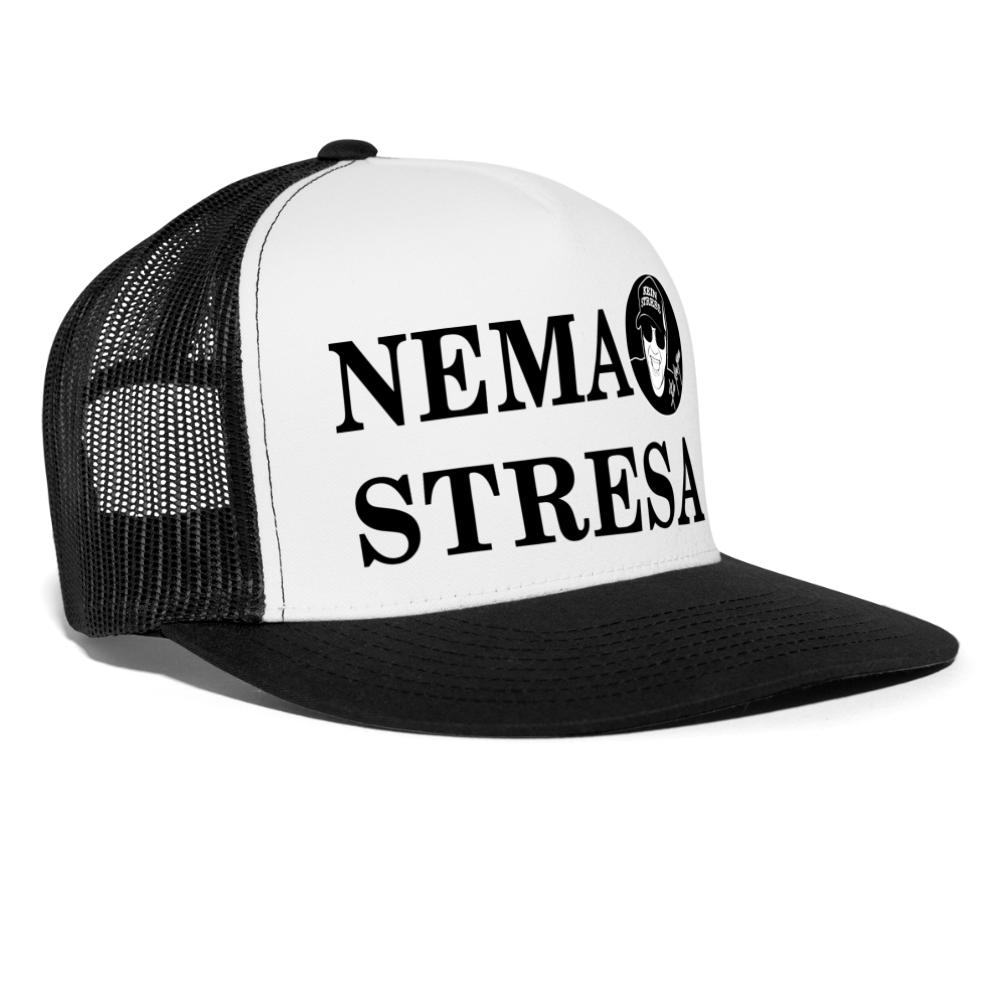 Boscho Kein Stress ® Trucker Cap Text kroatisch NEMA STRESA mit Logo - Weiß/Schwarz