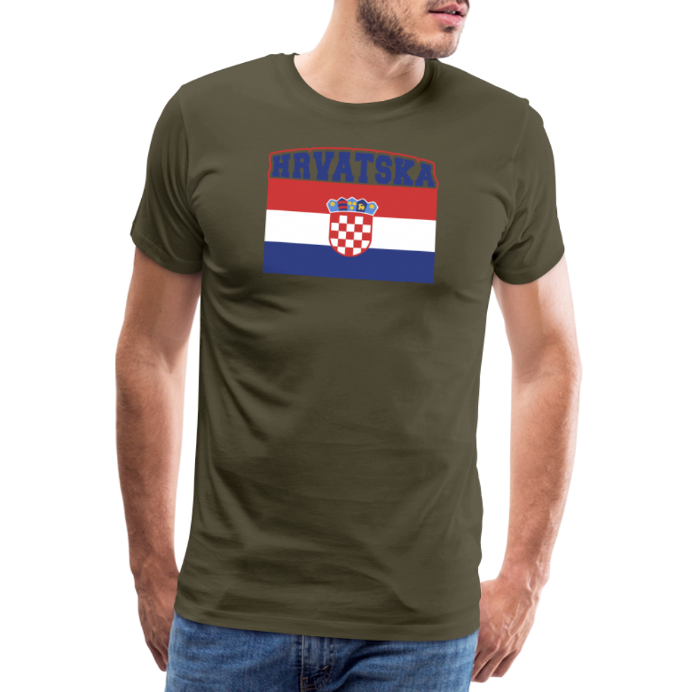 Boscho Kein Stress ® Hrvatska Wappen Premium Herren T-Shirt - Khaki