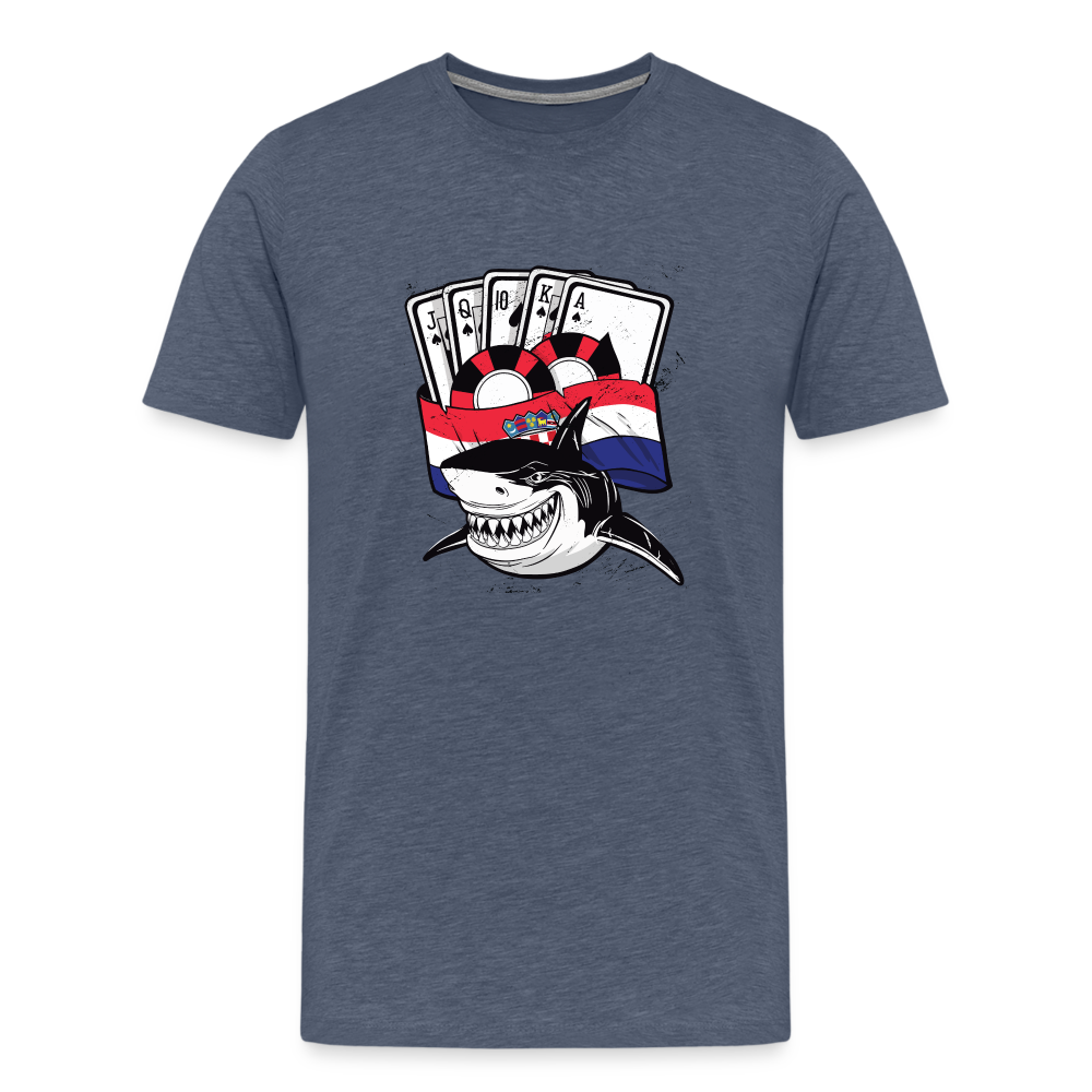 Boscho Kein Stress ® Hrvatska Shark Premium Herren T-Shirt - Blau meliert