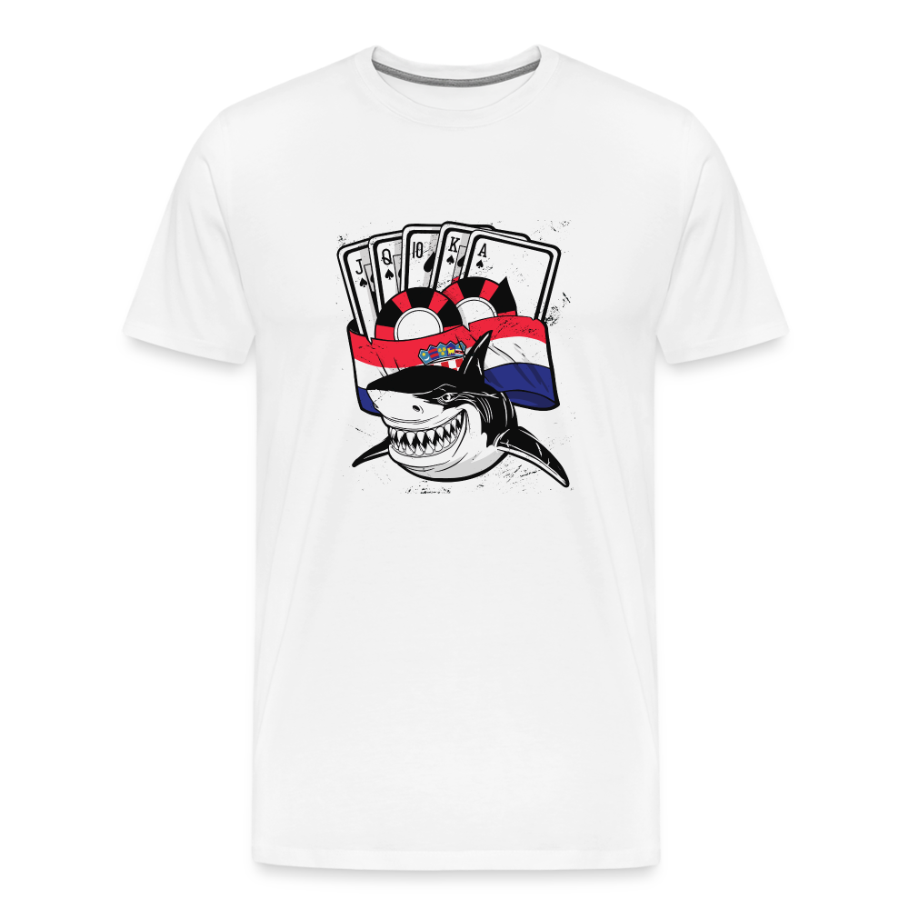 Boscho Kein Stress ® Hrvatska Shark Premium Herren T-Shirt - Weiß