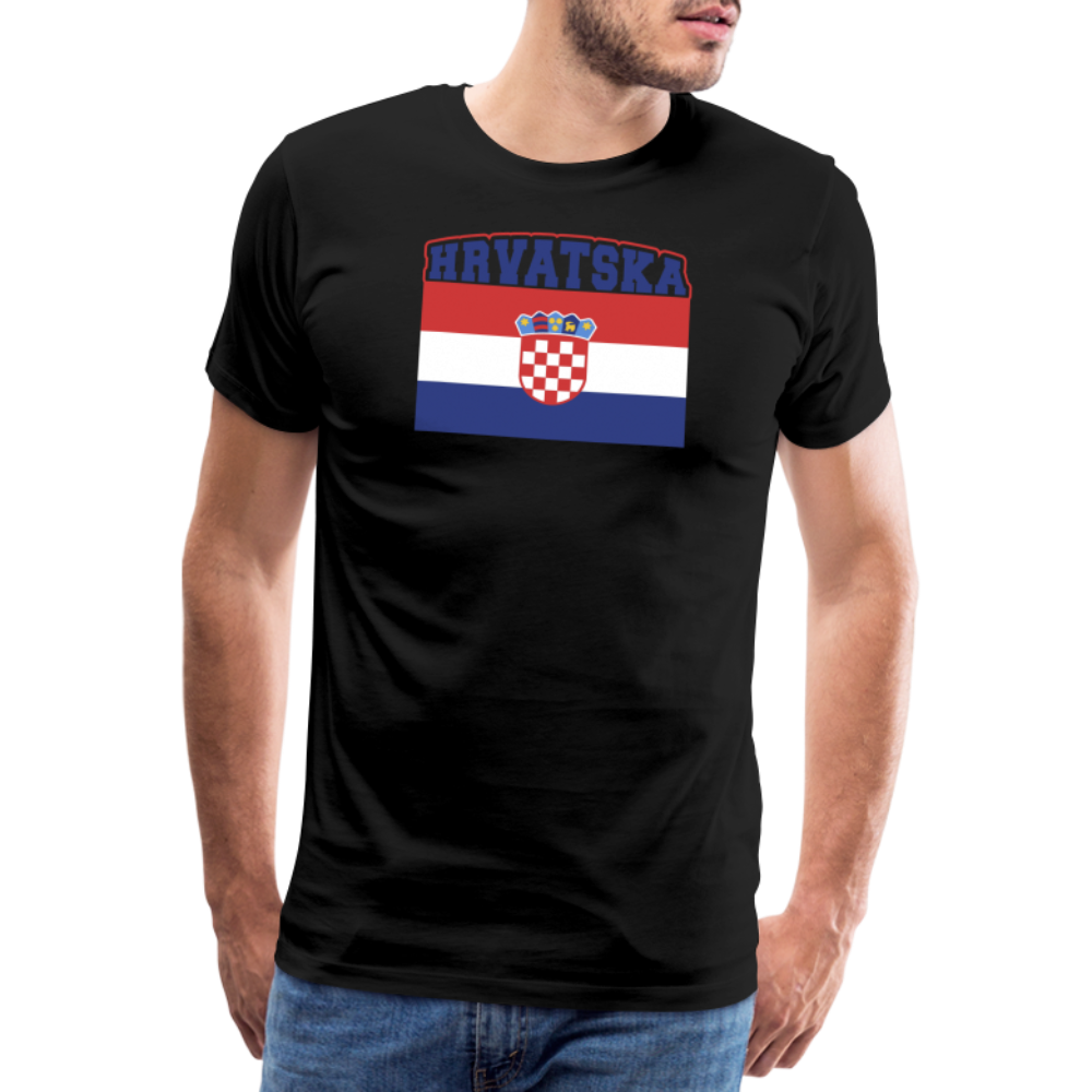 Boscho Kein Stress ® Hrvatska Wappen Premium Herren T-Shirt - Schwarz