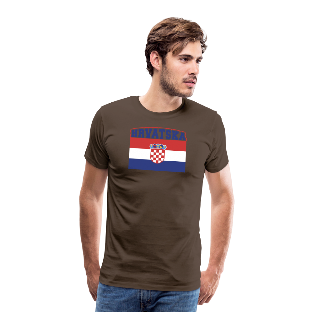 Boscho Kein Stress ® Hrvatska Wappen Premium Herren T-Shirt - Edelbraun