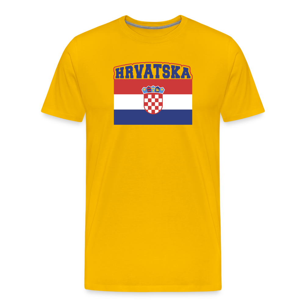Boscho Kein Stress ® Hrvatska Wappen Premium Herren T-Shirt - Sonnengelb