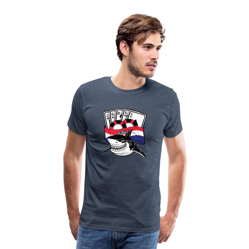 Boscho Kein Stress ® Hrvatska Shark Premium Herren T-Shirt - Blau meliert