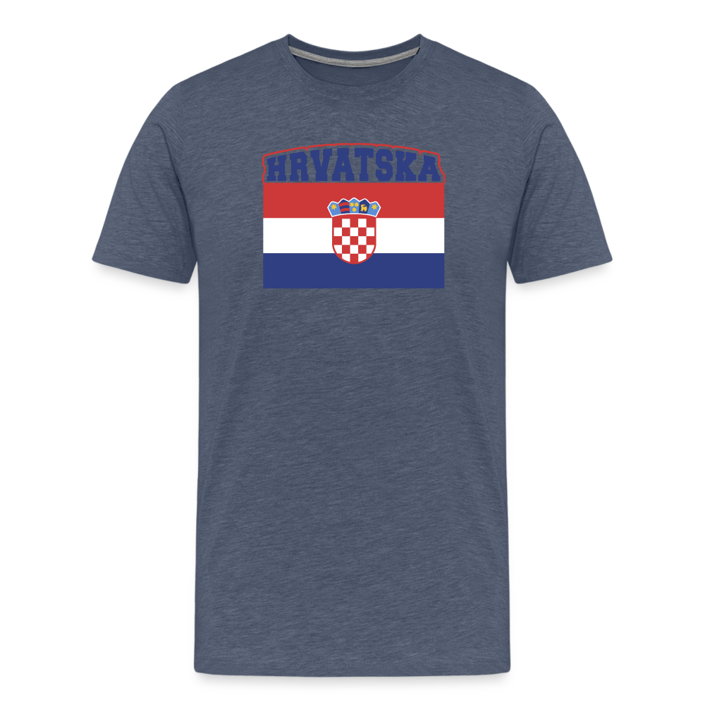 Boscho Kein Stress ® Hrvatska Wappen Premium Herren T-Shirt - Blau meliert