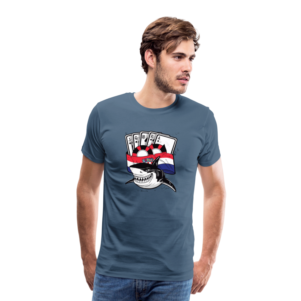 Boscho Kein Stress ® Hrvatska Shark Premium Herren T-Shirt - Blaugrau