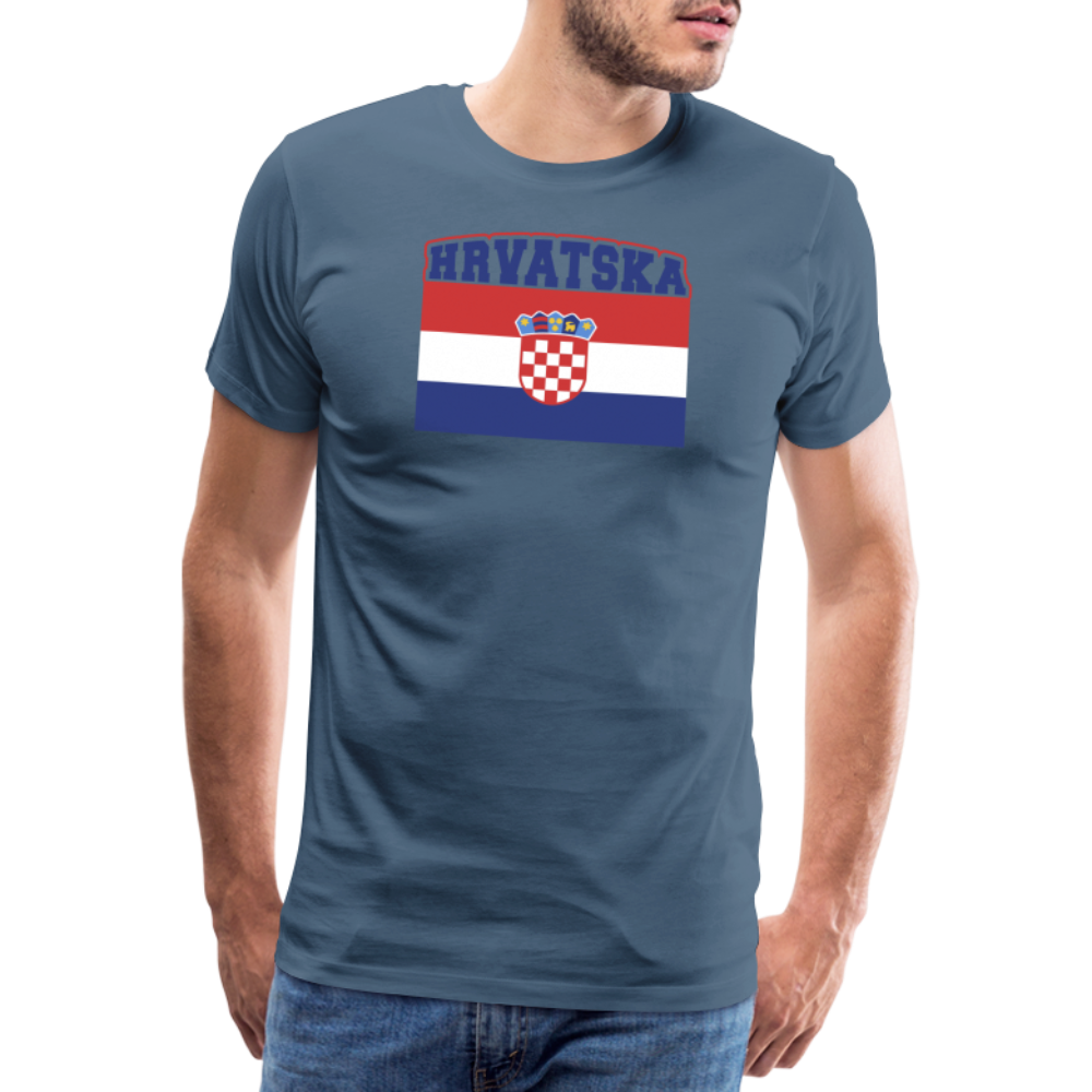 Boscho Kein Stress ® Hrvatska Wappen Premium Herren T-Shirt - Blaugrau