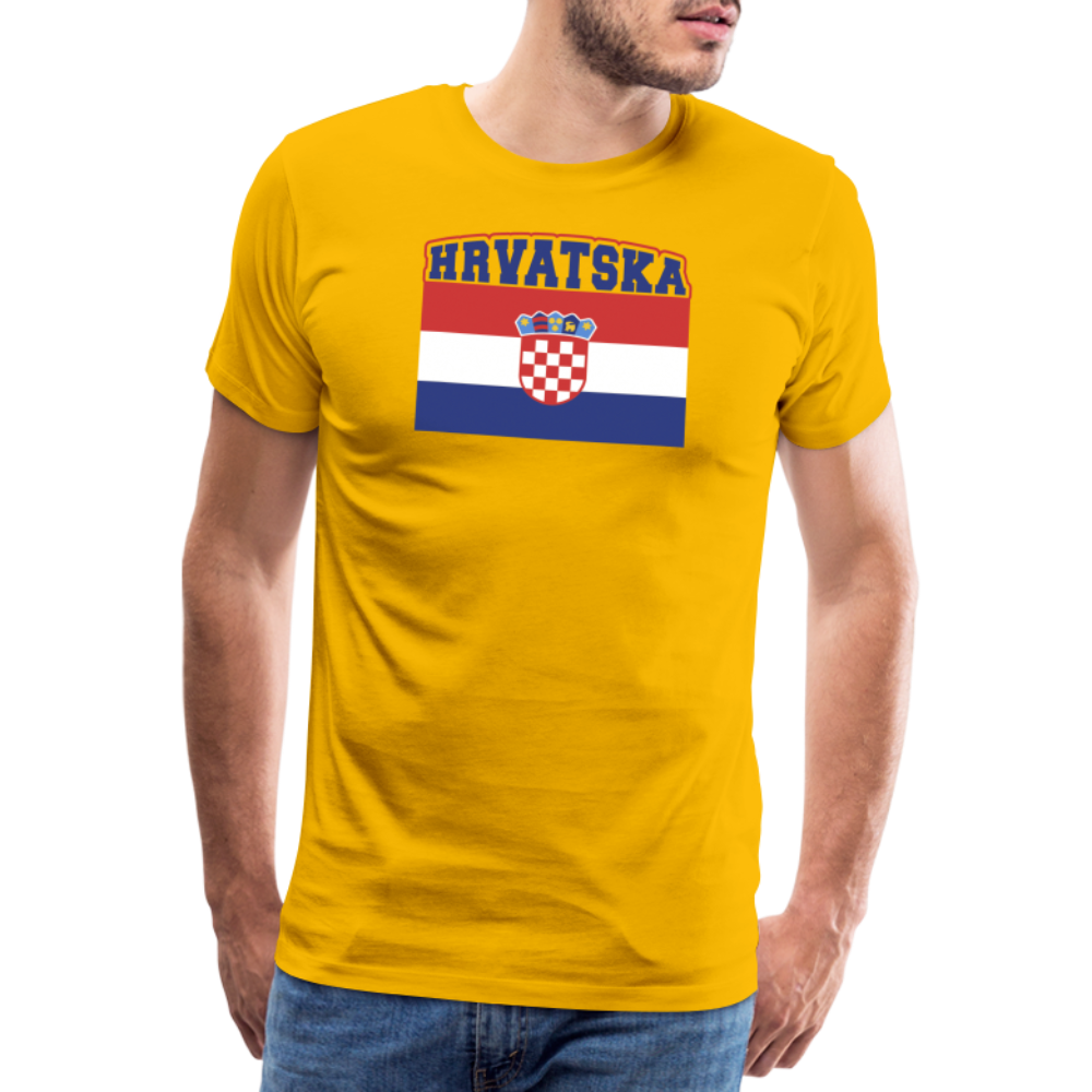 Boscho Kein Stress ® Hrvatska Wappen Premium Herren T-Shirt - Sonnengelb