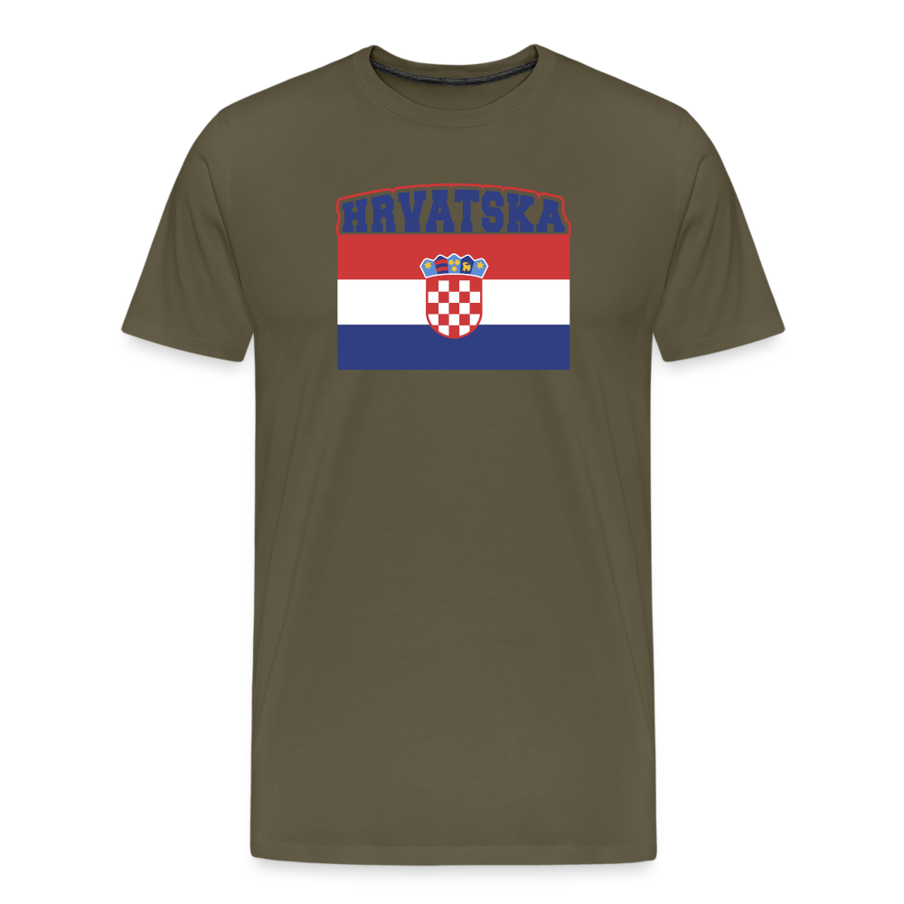 Boscho Kein Stress ® Hrvatska Wappen Premium Herren T-Shirt - Khaki