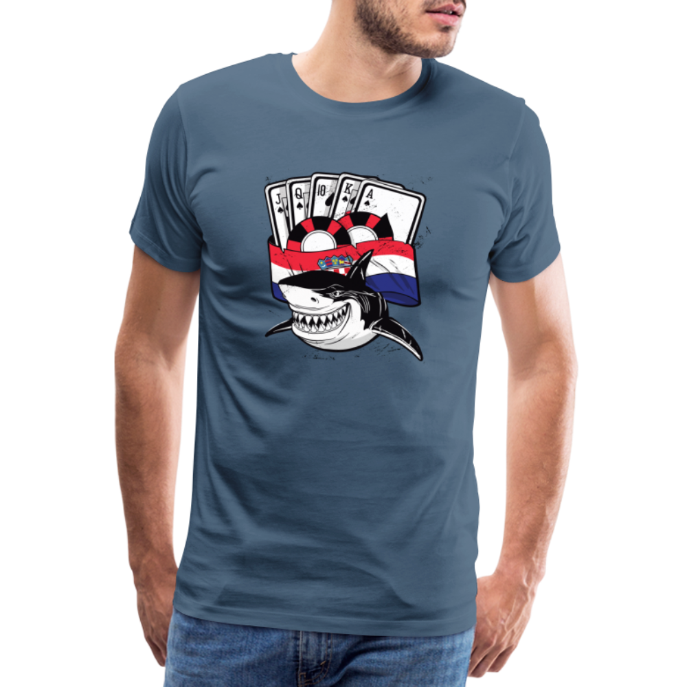 Boscho Kein Stress ® Hrvatska Shark Premium Herren T-Shirt - Blaugrau