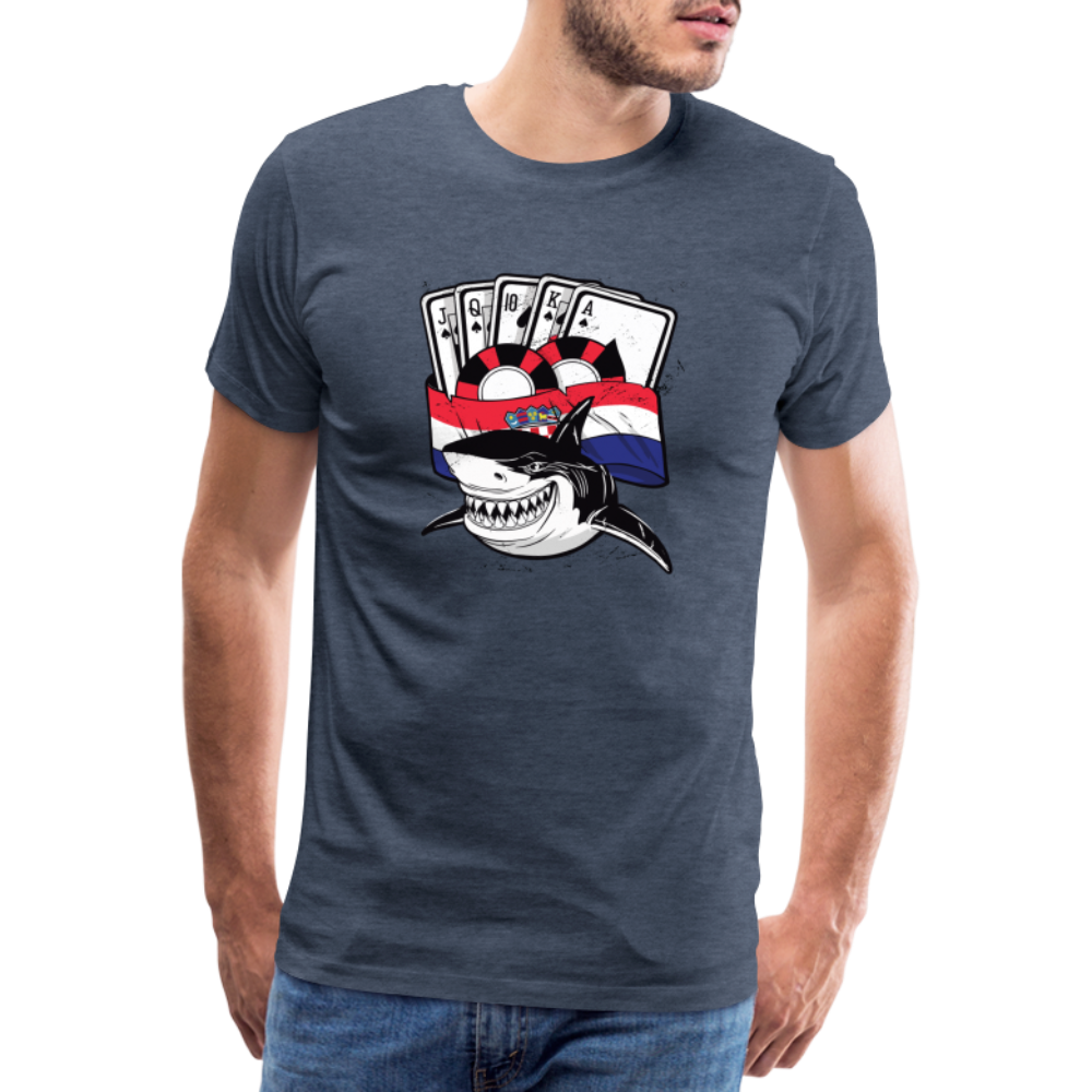 Boscho Kein Stress ® Hrvatska Shark Premium Herren T-Shirt - Blau meliert