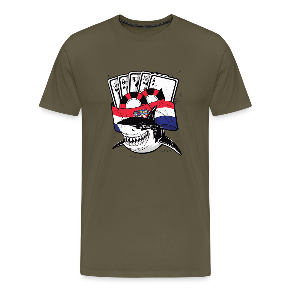 Boscho Kein Stress ® Hrvatska Shark Premium Herren T-Shirt - Khaki