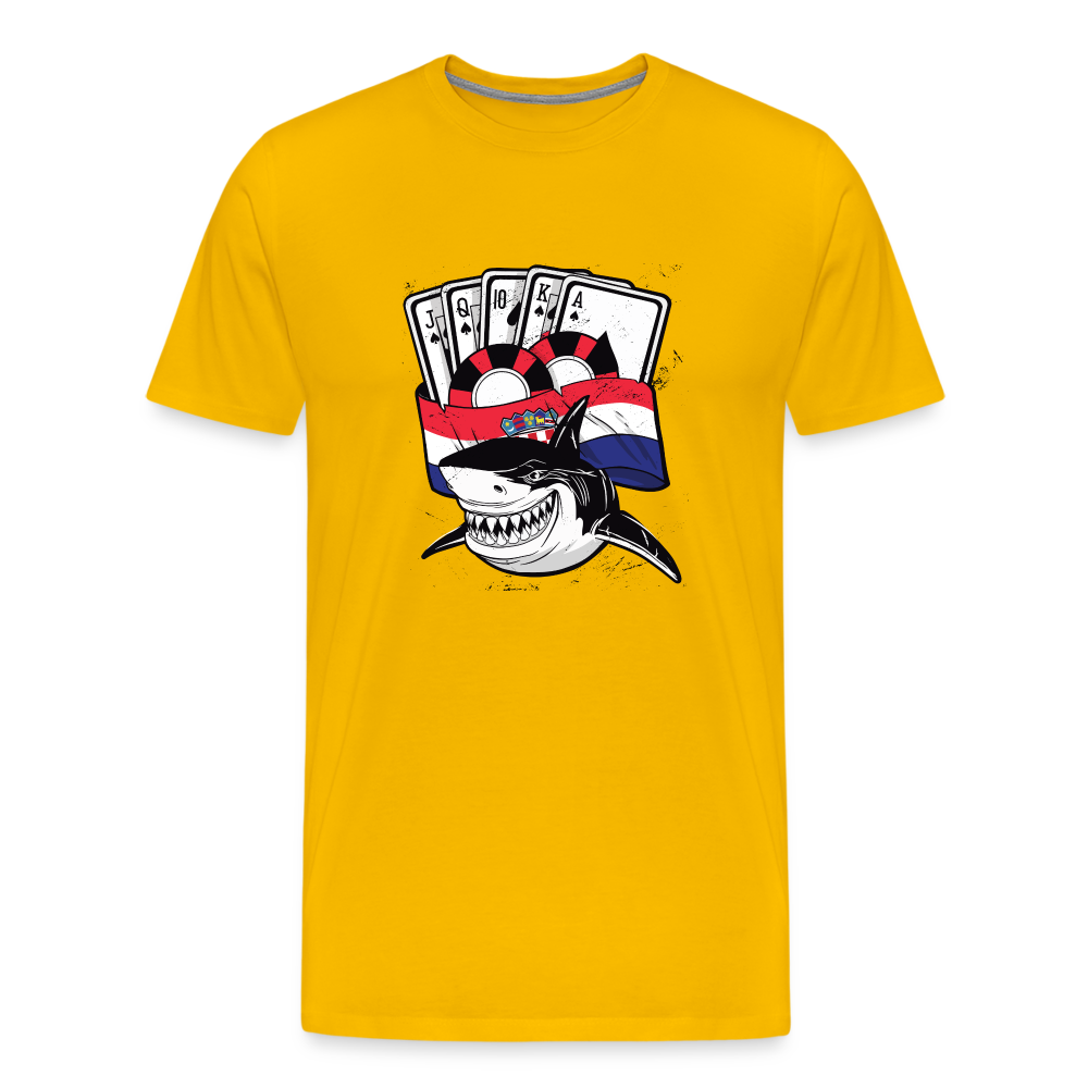Boscho Kein Stress ® Hrvatska Shark Premium Herren T-Shirt - Sonnengelb