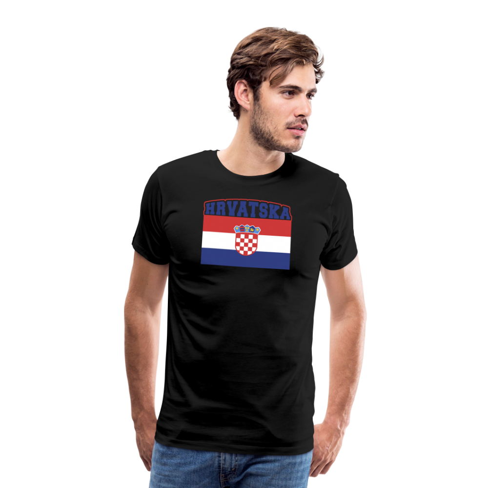Boscho Kein Stress ® Hrvatska Wappen Premium Herren T-Shirt - Schwarz