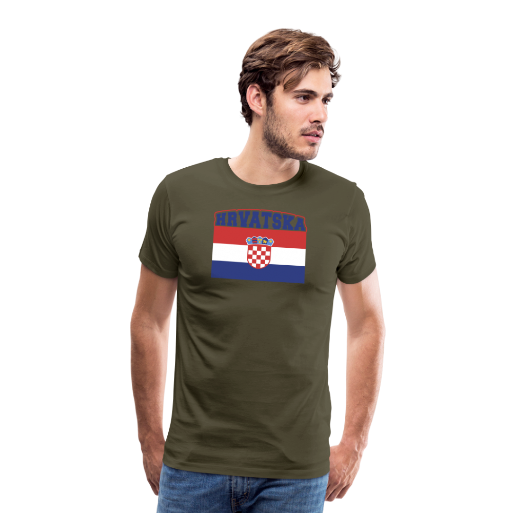 Boscho Kein Stress ® Hrvatska Wappen Premium Herren T-Shirt - Khaki