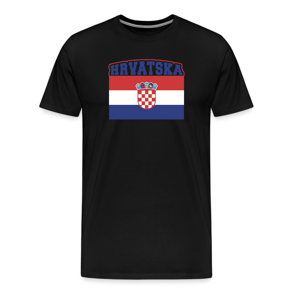 Boscho Kein Stress ® Hrvatska Wappen Premium Herren T-Shirt - Schwarz