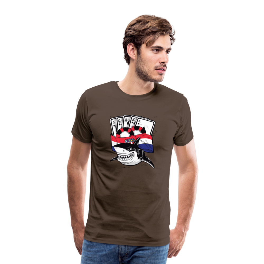 Boscho Kein Stress ® Hrvatska Shark Premium Herren T-Shirt - Edelbraun