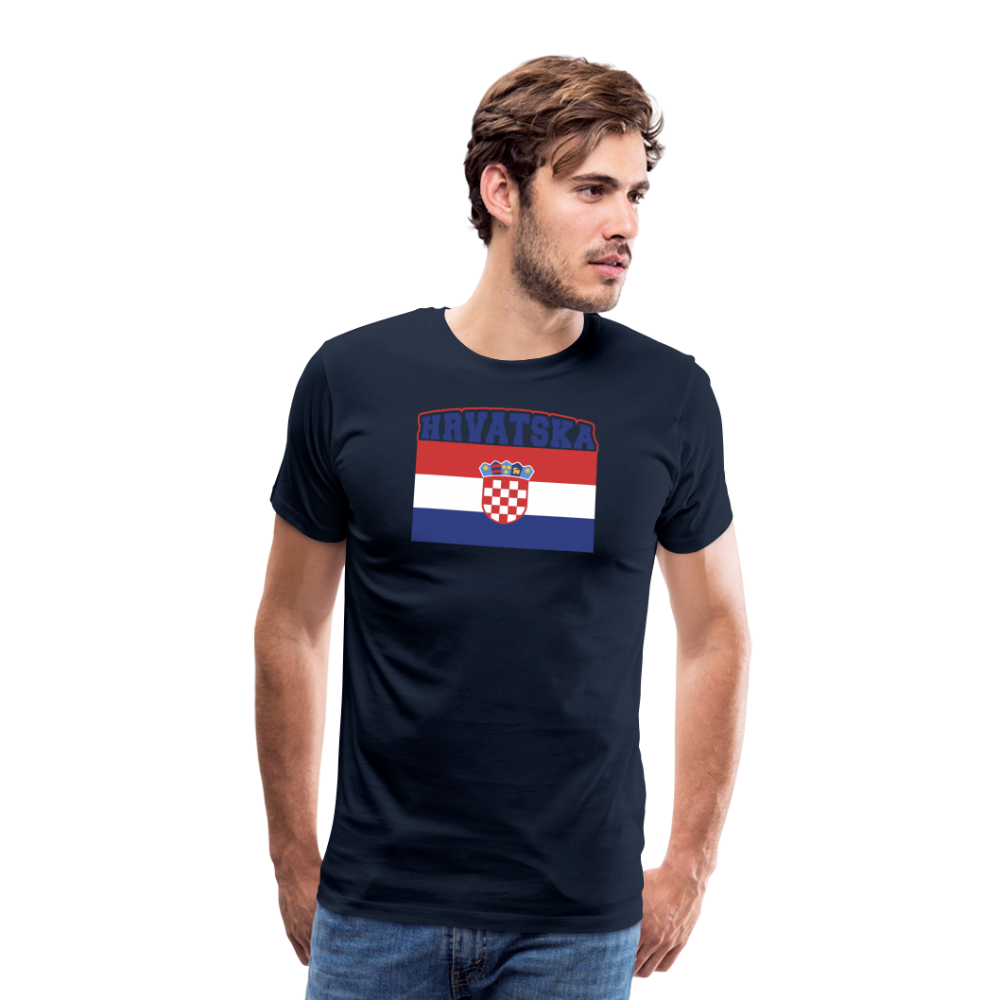 Boscho Kein Stress ® Hrvatska Wappen Premium Herren T-Shirt - Navy