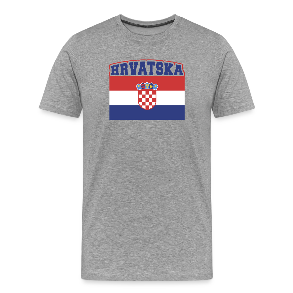 Boscho Kein Stress ® Hrvatska Wappen Premium Herren T-Shirt - Grau meliert