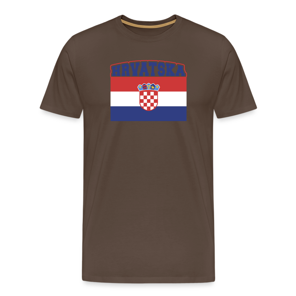 Boscho Kein Stress ® Hrvatska Wappen Premium Herren T-Shirt - Edelbraun