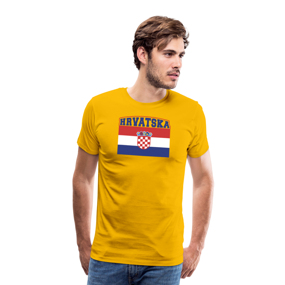 Boscho Kein Stress ® Hrvatska Wappen Premium Herren T-Shirt - Sonnengelb