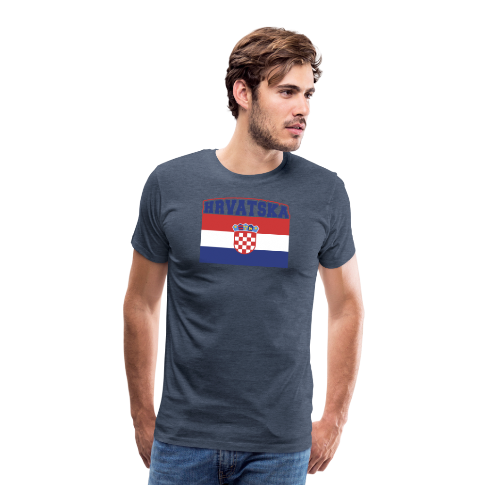 Boscho Kein Stress ® Hrvatska Wappen Premium Herren T-Shirt - Blau meliert