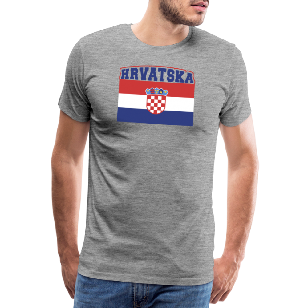 Boscho Kein Stress ® Hrvatska Wappen Premium Herren T-Shirt - Grau meliert