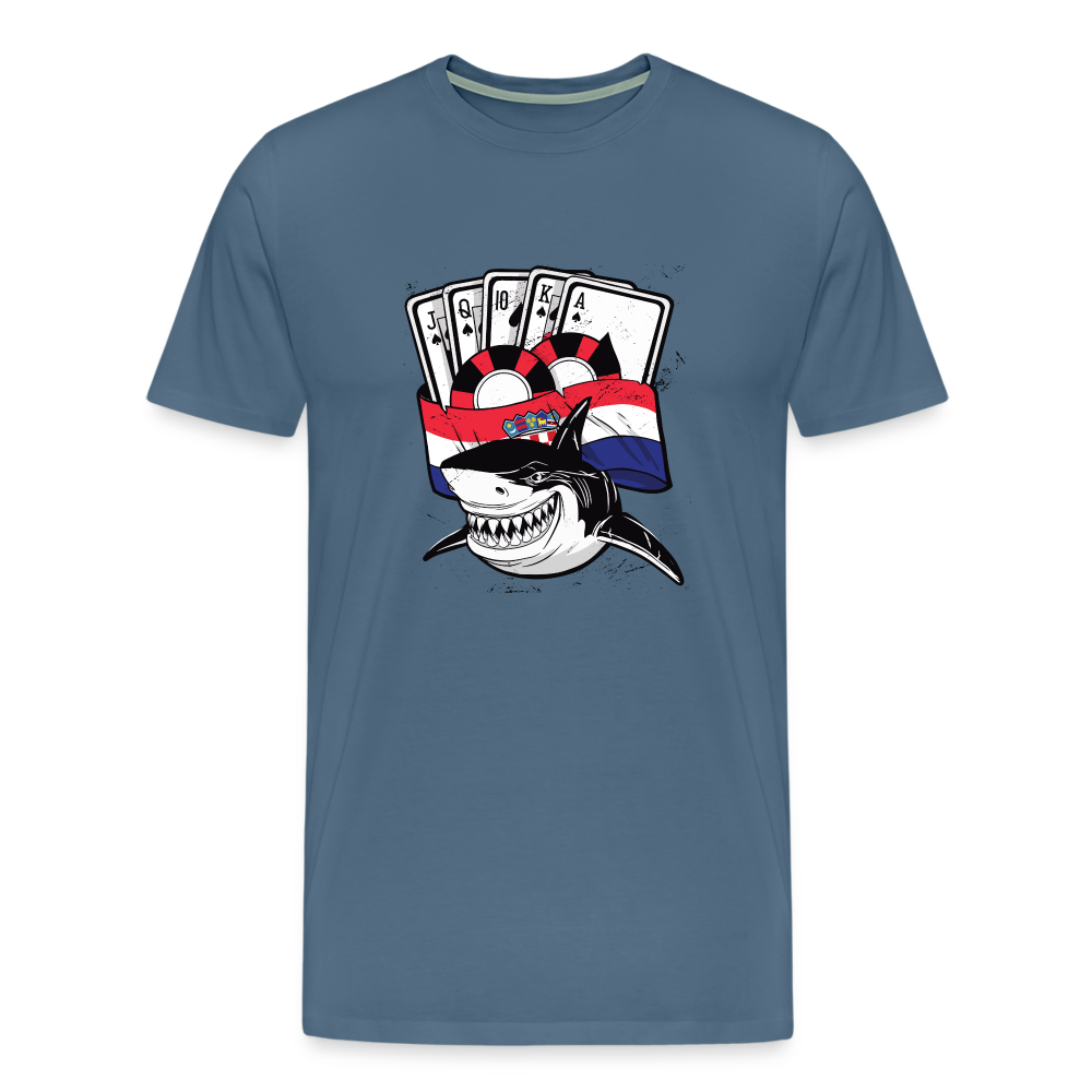 Boscho Kein Stress ® Hrvatska Shark Premium Herren T-Shirt - Blaugrau