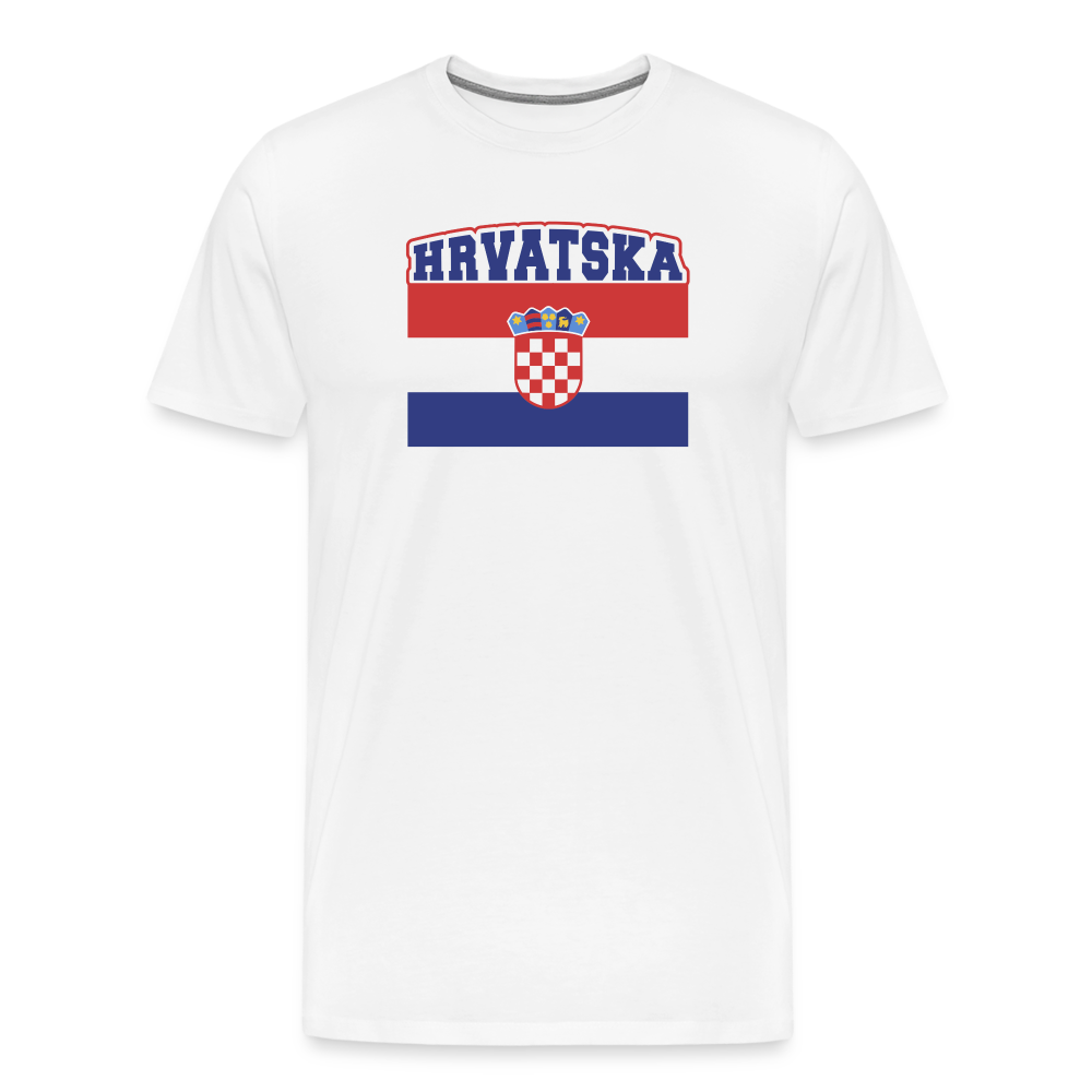 Boscho Kein Stress ® Hrvatska Wappen Premium Herren T-Shirt - Weiß