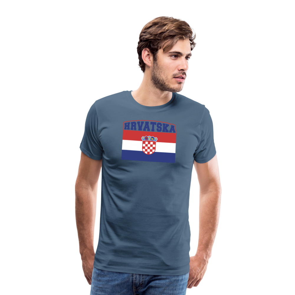 Boscho Kein Stress ® Hrvatska Wappen Premium Herren T-Shirt - Blaugrau