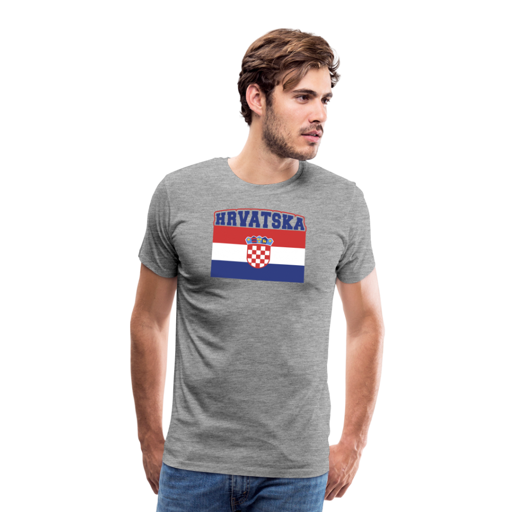 Boscho Kein Stress ® Hrvatska Wappen Premium Herren T-Shirt - Grau meliert