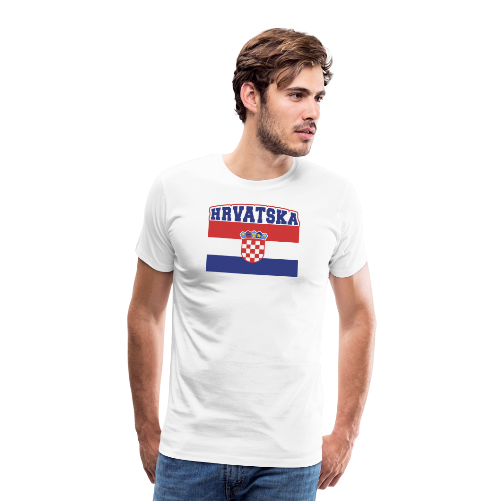 Boscho Kein Stress ® Hrvatska Wappen Premium Herren T-Shirt - Weiß