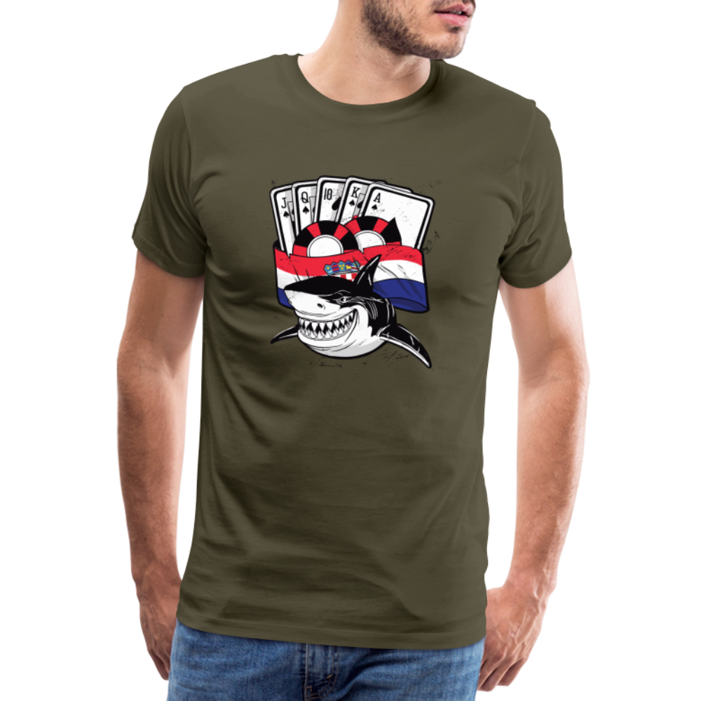 Boscho Kein Stress ® Hrvatska Shark Premium Herren T-Shirt - Khaki