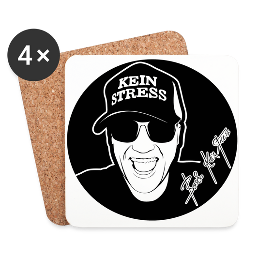Boscho Kein Stress ® Untersetzer (4er-Set) mit Logo - weiß