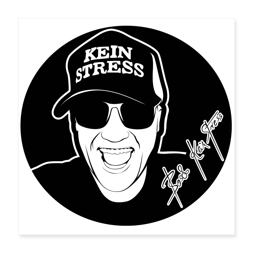 Boscho Kein Stress ® schwarz Poster 40x40 cm - weiß