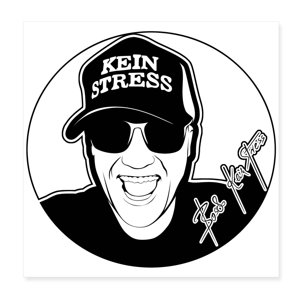 Boscho Kein Stress ® weiß Poster 20x20 cm - weiß