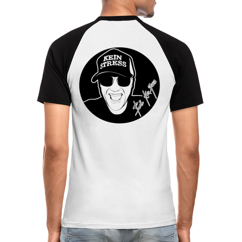 Boscho Kein Stress ® Männer Baseball-T-Shirt - Weiß/Schwarz