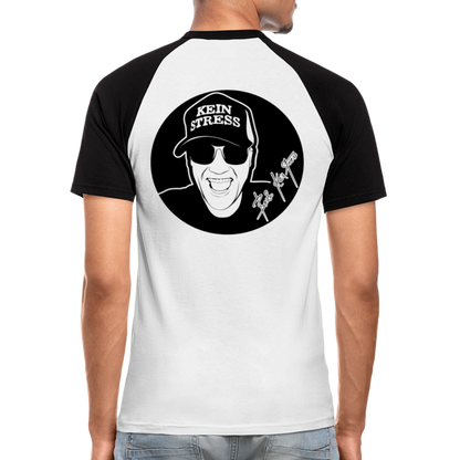 Boscho Kein Stress ® Männer Baseball-T-Shirt - Weiß/Schwarz