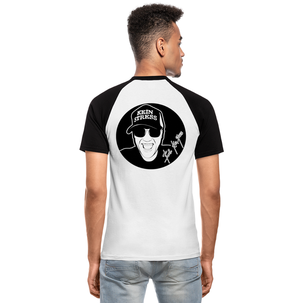 Boscho Kein Stress ® Männer Baseball-T-Shirt - Weiß/Schwarz