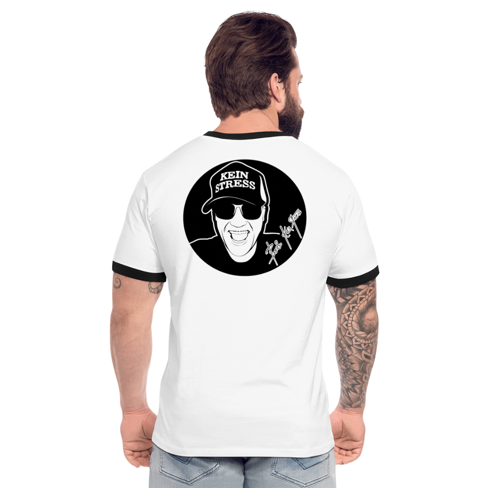 Boscho Kein Stress ® Männer Kontrast-T-Shirt - Weiß/Schwarz