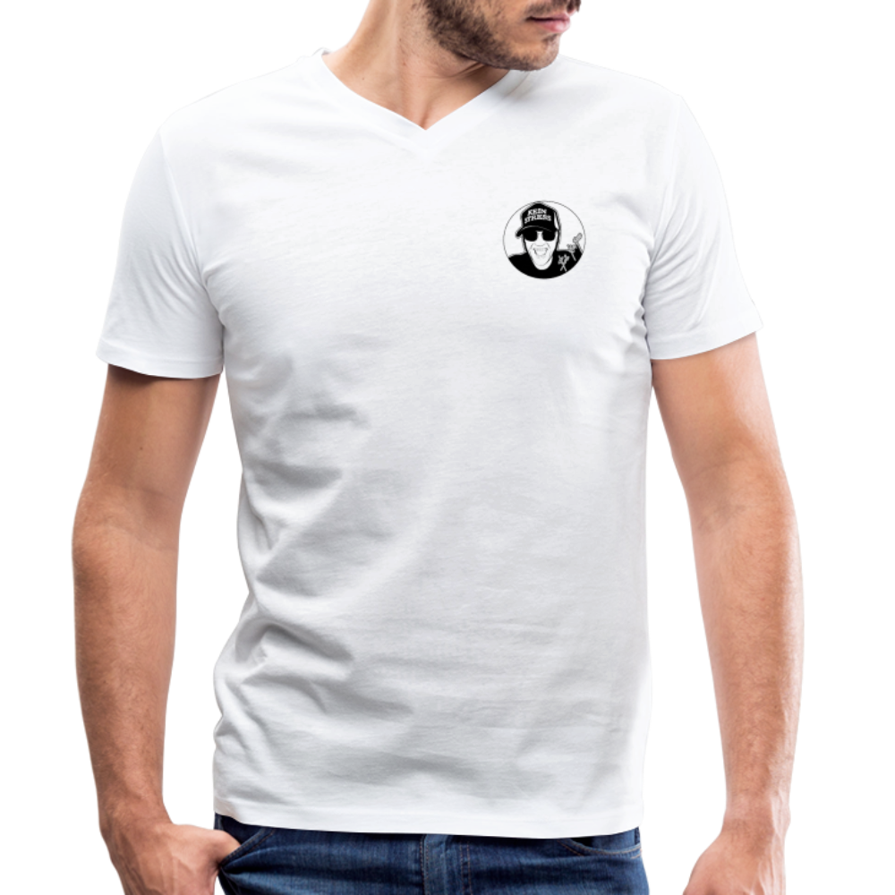 Boscho Kein Stress ® Männer Bio-T-Shirt mit V-Ausschnitt - weiß