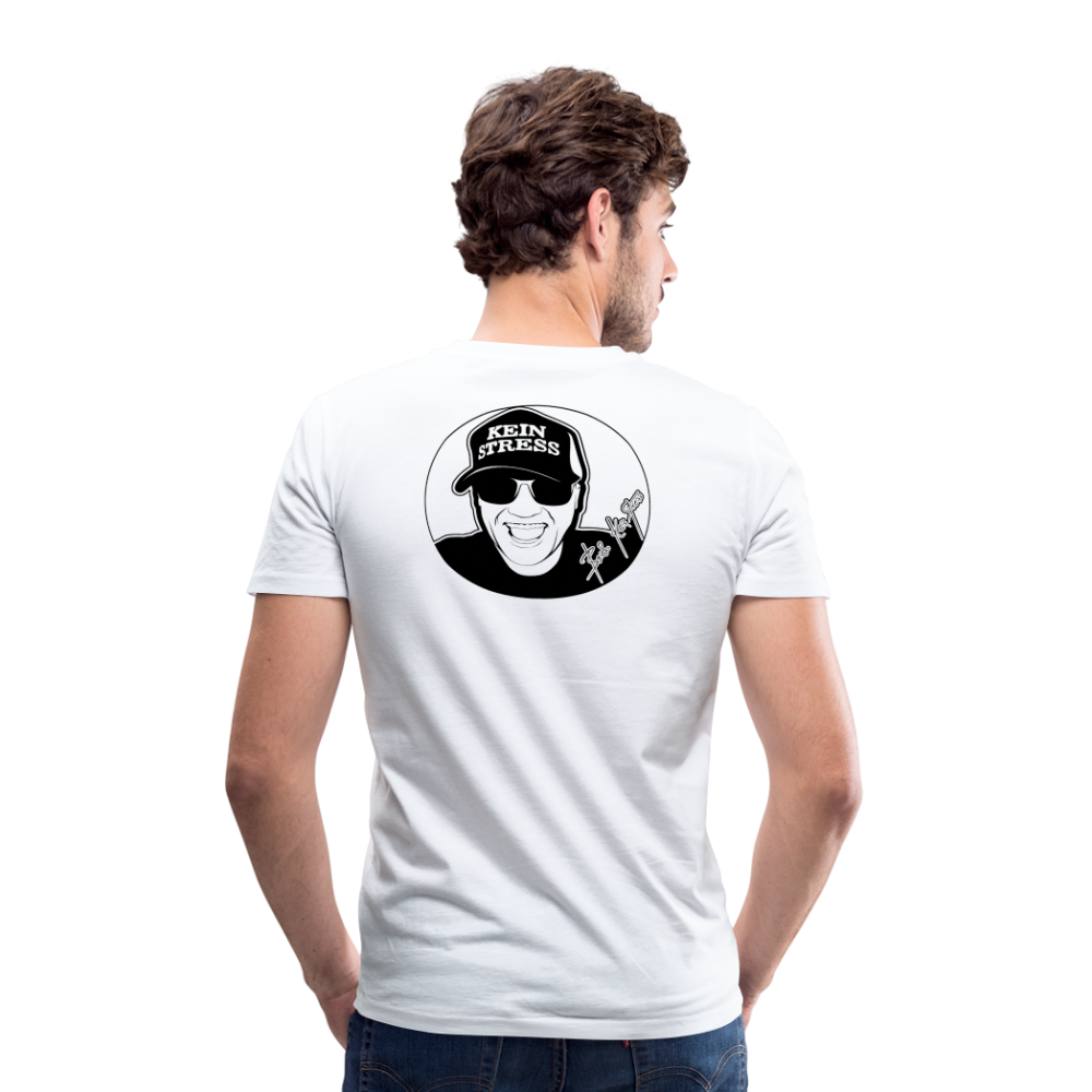 Boscho Kein Stress ® Männer Bio-T-Shirt mit V-Ausschnitt - weiß
