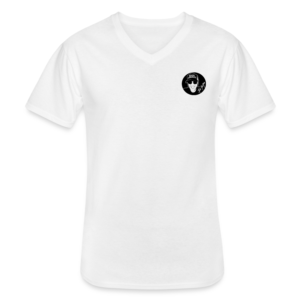 Boscho Kein Stress ® Klassisches Männer-T-Shirt mit V-Ausschnitt - weiß